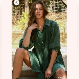 Umgee Corduroy Button-Front Mini Dress